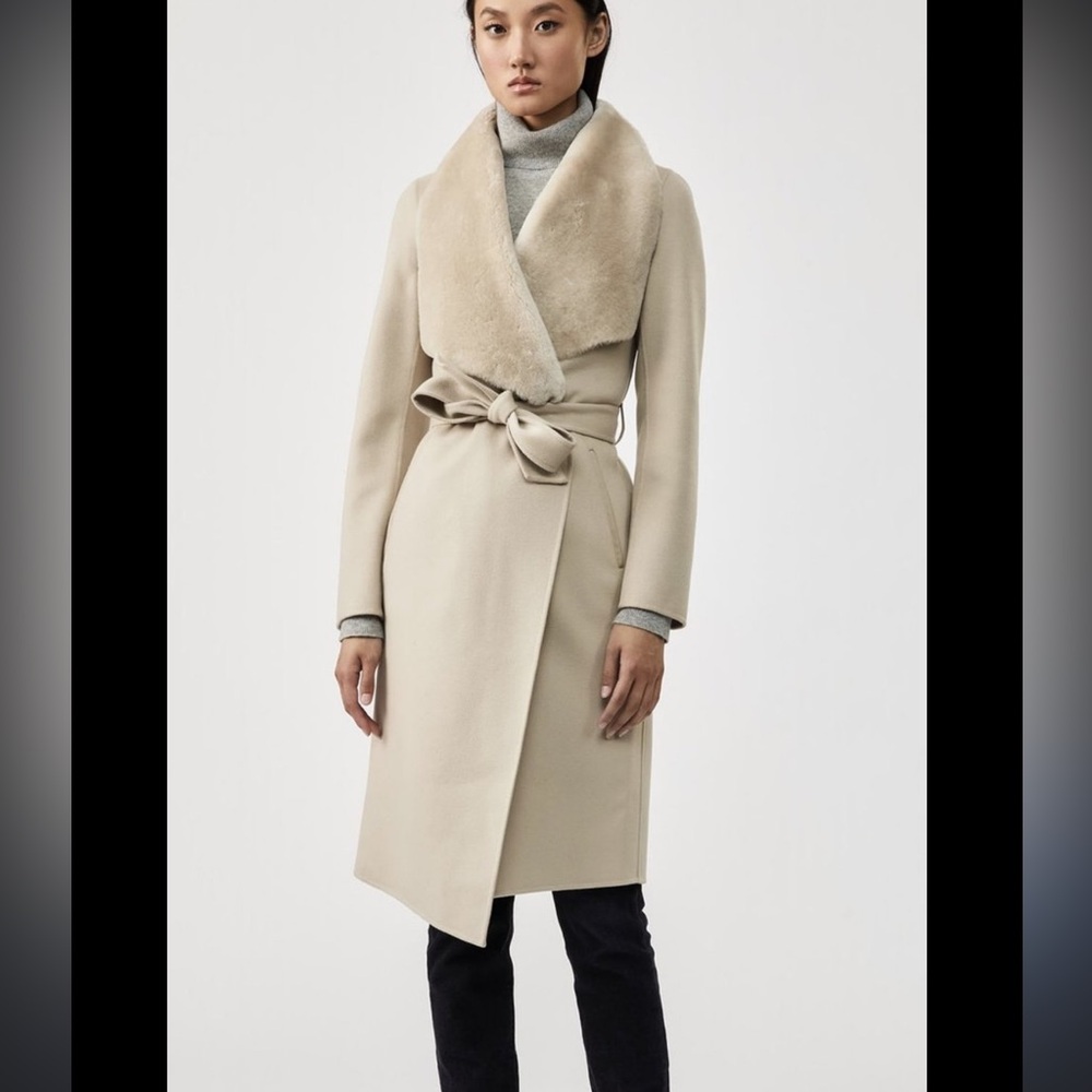 Mackage Sybil Wool Shearling Midi Coat